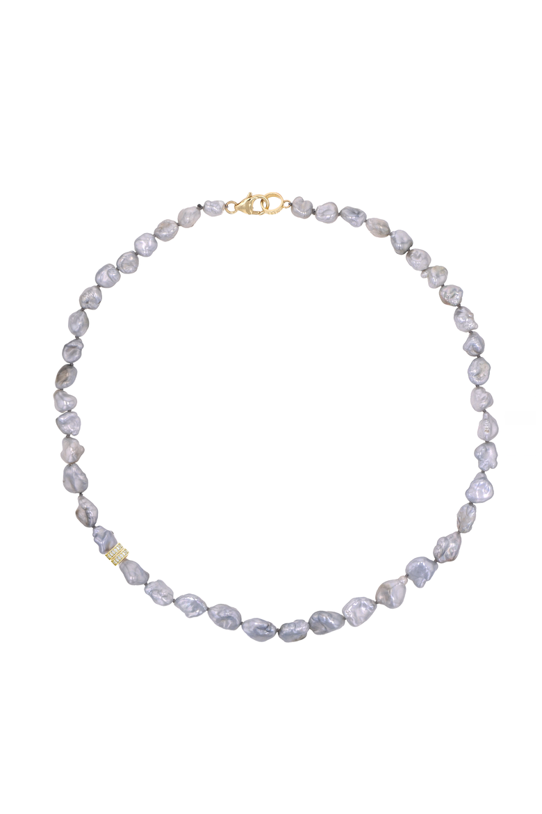 14K Keshi Pearl Necklace, Alternate, color, Grey Pearl