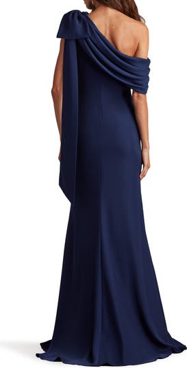 One-Shoulder Crepe Column Gown