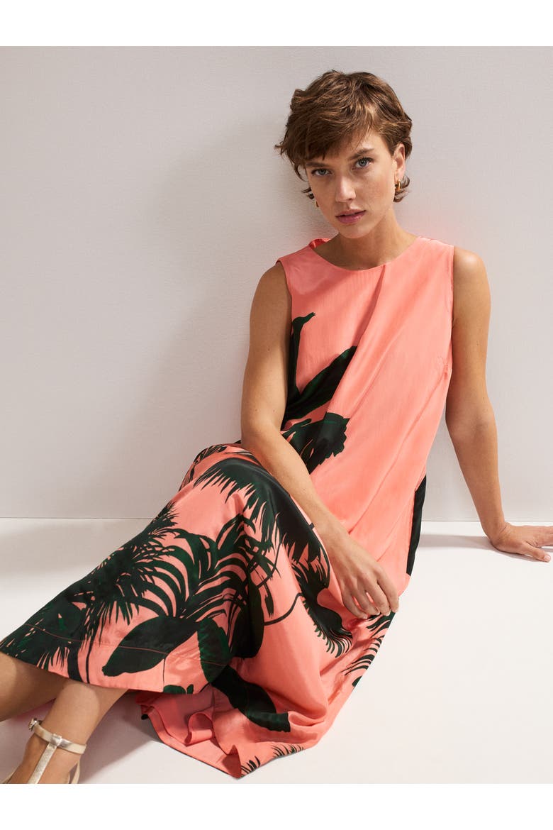 Leila Palm Midi Dress, Alternate, color, Coral