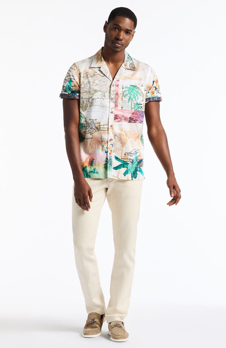 Robert Graham Boone Short Sleeve Cotton Button-Up Shirt, Alternate, color,