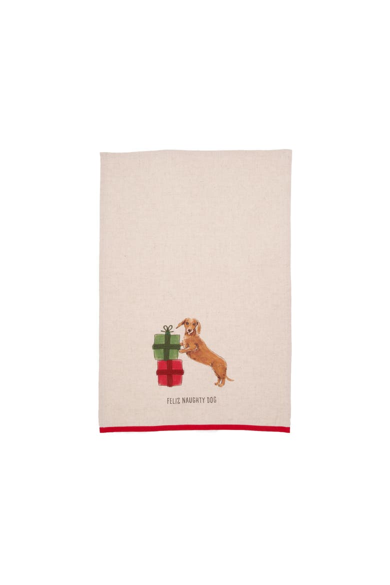 Naughty Dachshund Pet Christmas Towel, Alternate, color, Black
