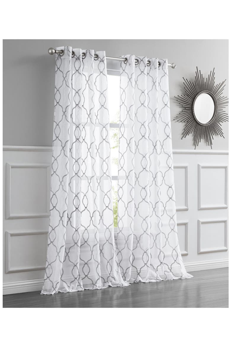 Single Sheer Panel Curtain, Main, color, WHITE/ SILVER