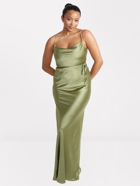 Cami Cowl Front Satin Bridesmaid Dress