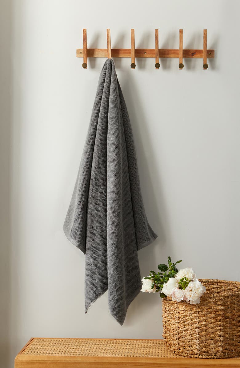 Woven & Weft Loop Textured 2-Pack Bath Towels, Alternate, color, Dark Grey