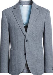 Nordstrom Henrik Trim Fit Grey Herringbone Knit Cotton Blend Sport Coat