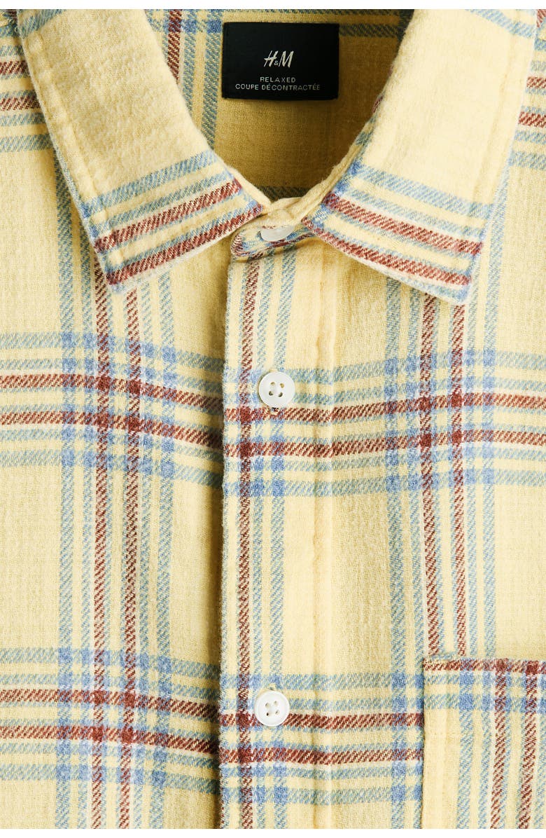 H&M Relaxed Fit Cotton Shirt, Alternate, color, Yellow/Plaid
