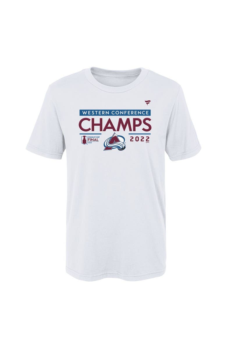 FANATICS Preschool Fanatics Branded White Colorado Avalanche 2022 Western Conference Champions Locker Room T-Shirt, Alternate, color, 