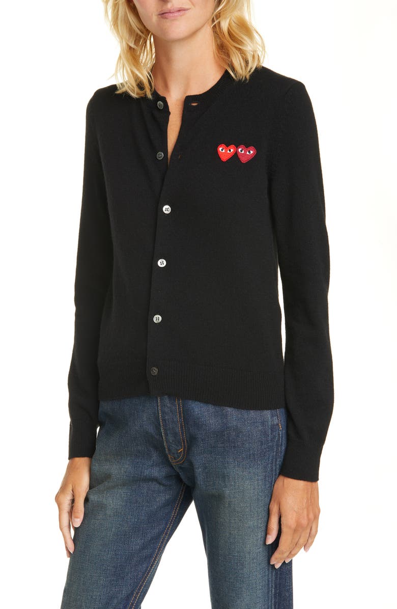 Comme des Garçons PLAY Wool Cardigan, Main, color,