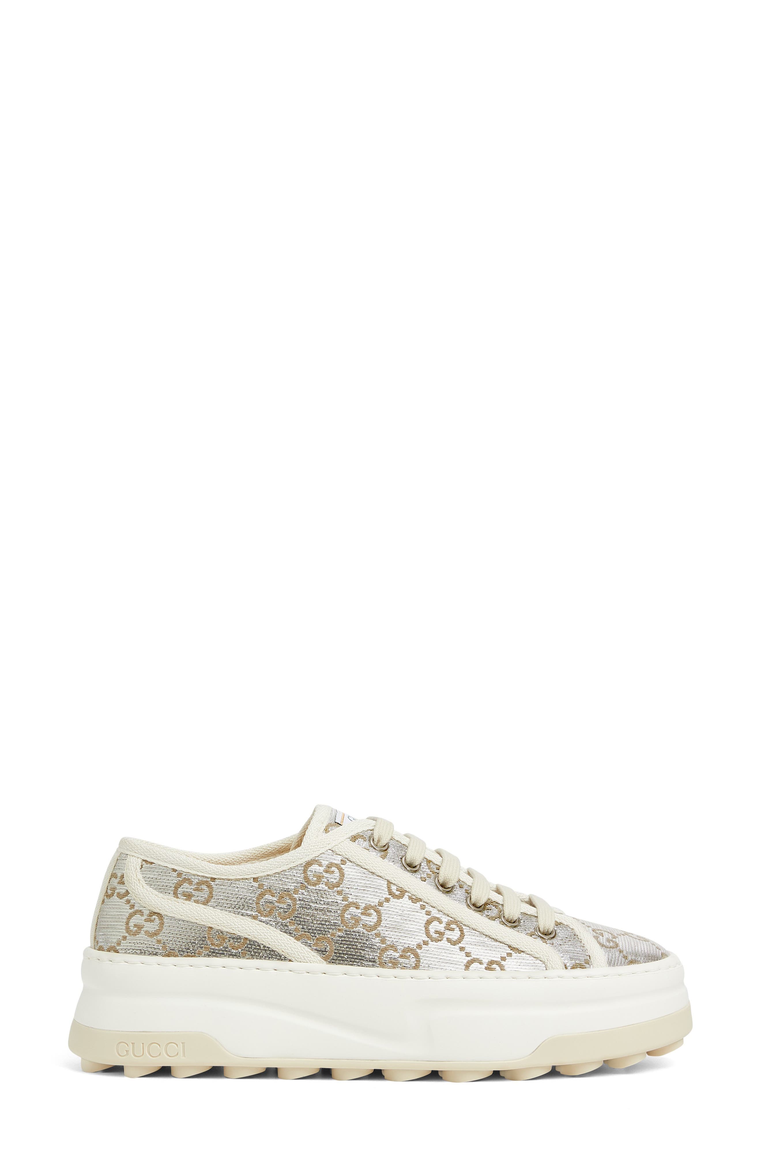 Gucci Tennis 1977 Platform Sneaker, Alternate, color, Silver