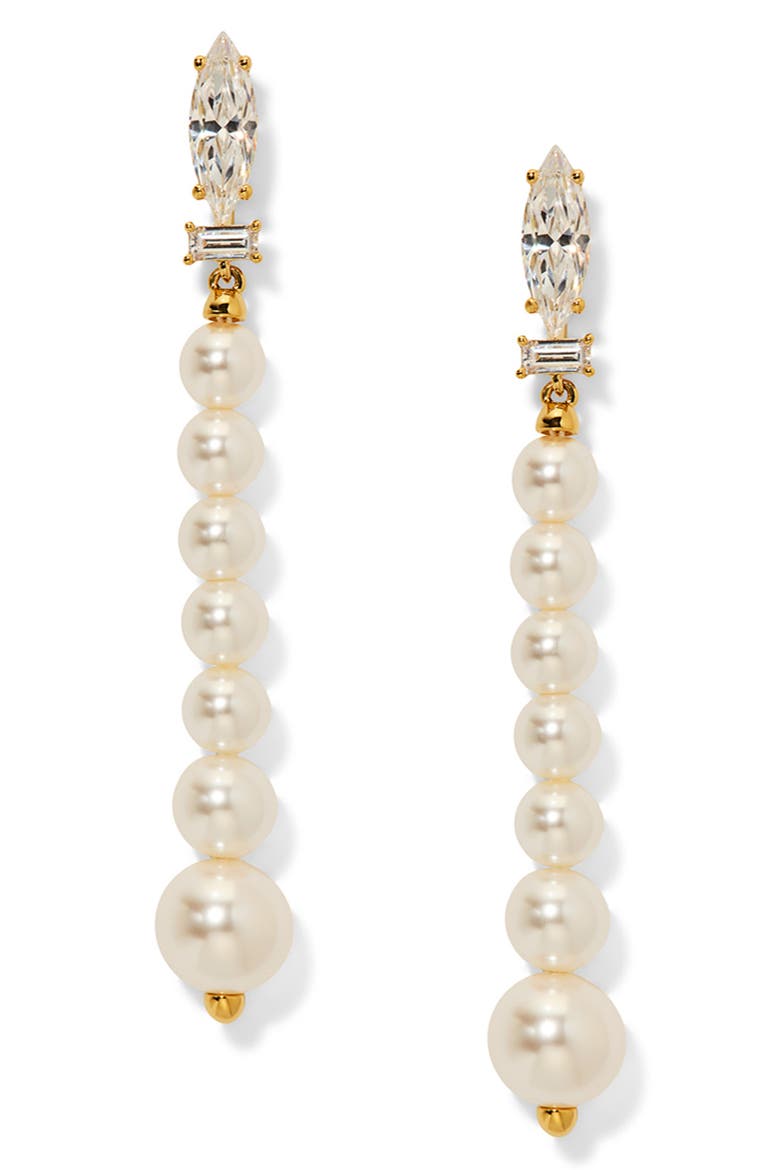 Under the Sea Cubic Zirconia & Faux Pearl Drop Earrings, Main, color, GOLD