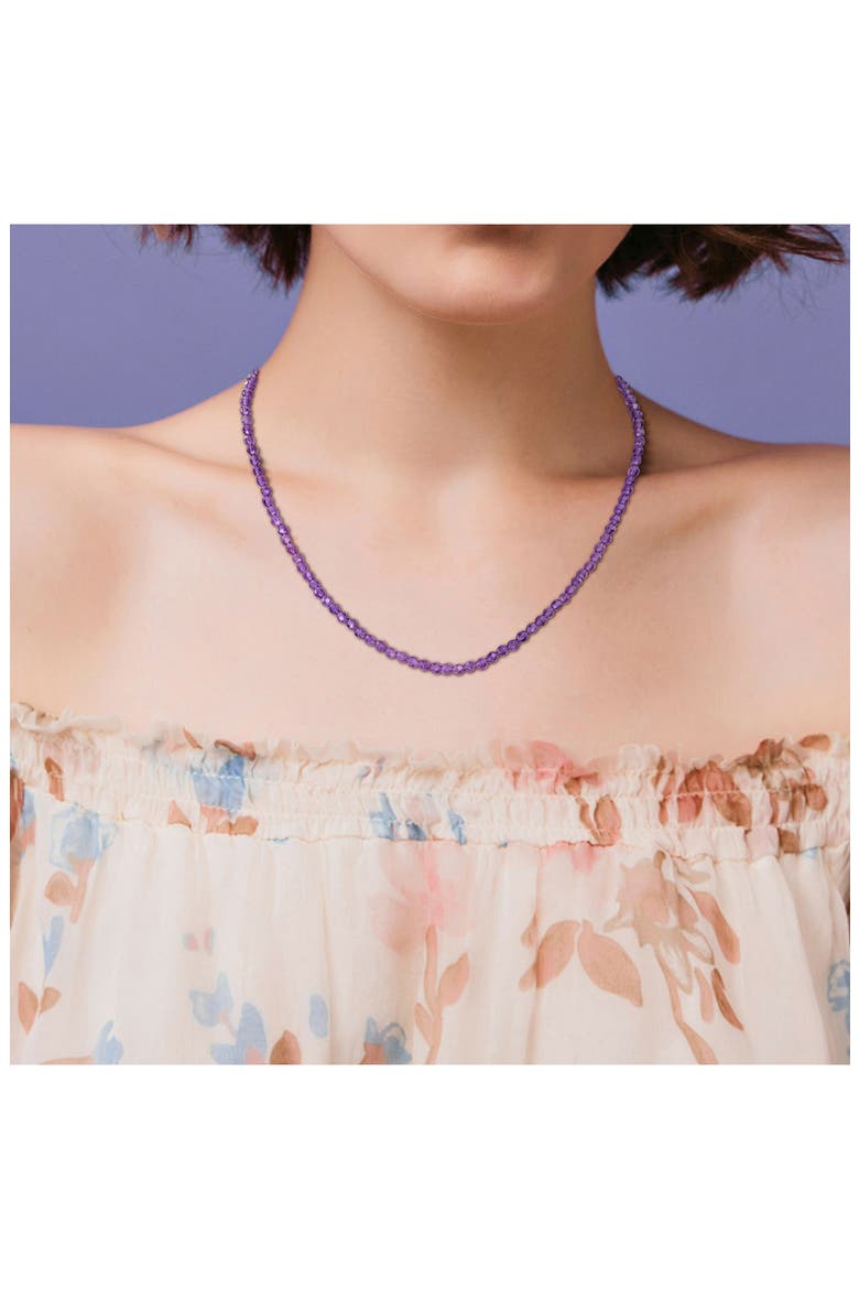 Fancy Cut Beaded Necklace, Alternate, color, PURPLE