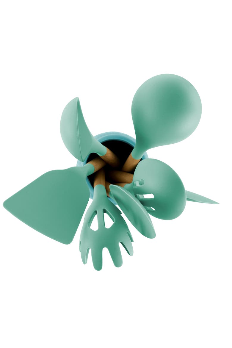 Silicone and Wood Cooking Utensils, Set of 9, Alternate, color, Mint Green