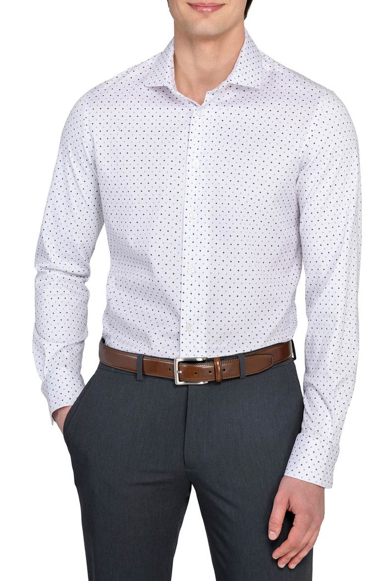 Slim Fit Metro Diamond Print Reworked Dress Shirt, Main, color, WHITE/ GREY