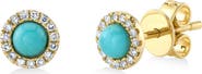 ALLUREZ Diamond & Turquoise Stud Earrings 14K