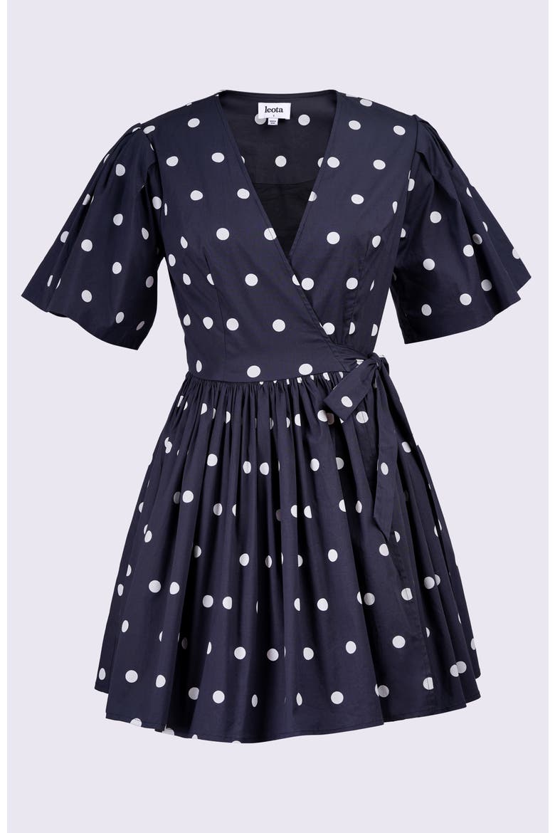 Alena Mini Wrap Dress, Alternate, color, Small Polka Black White