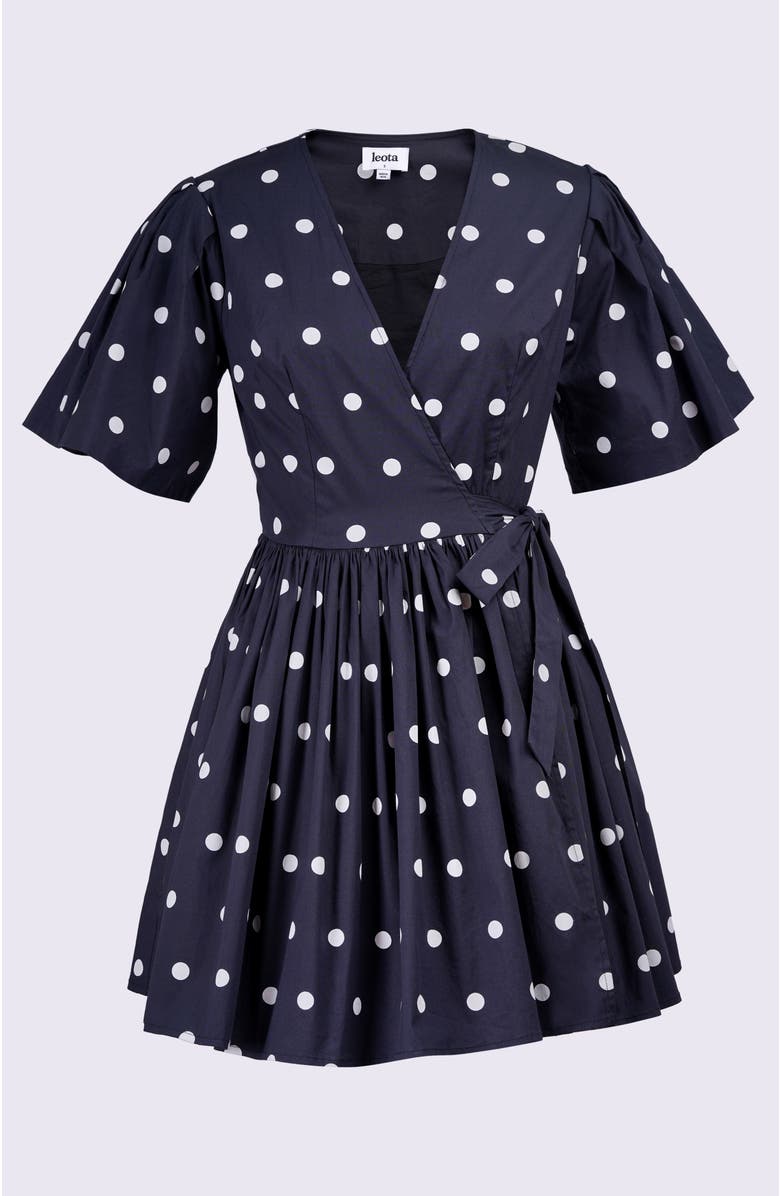 Leota Alena Mini Wrap Dress, Alternate, color, Small Polka Black White