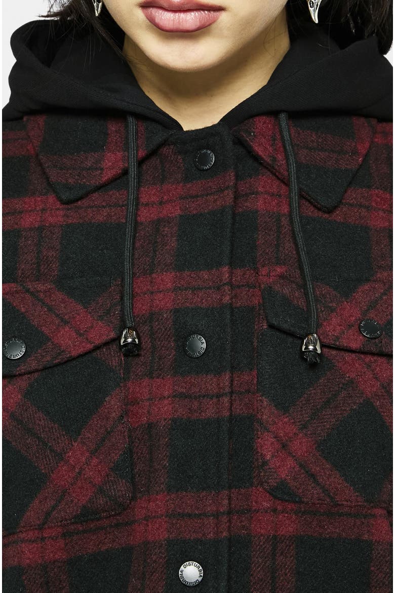 Trellis Hooded Check Shacket, Alternate, color, Dark Red