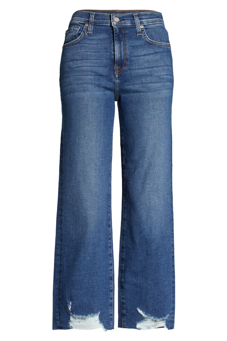 Alexa High Waist Destroyed Hem Crop Wide Leg Jeans, Alternate, color, BLUE SUPER NOVA