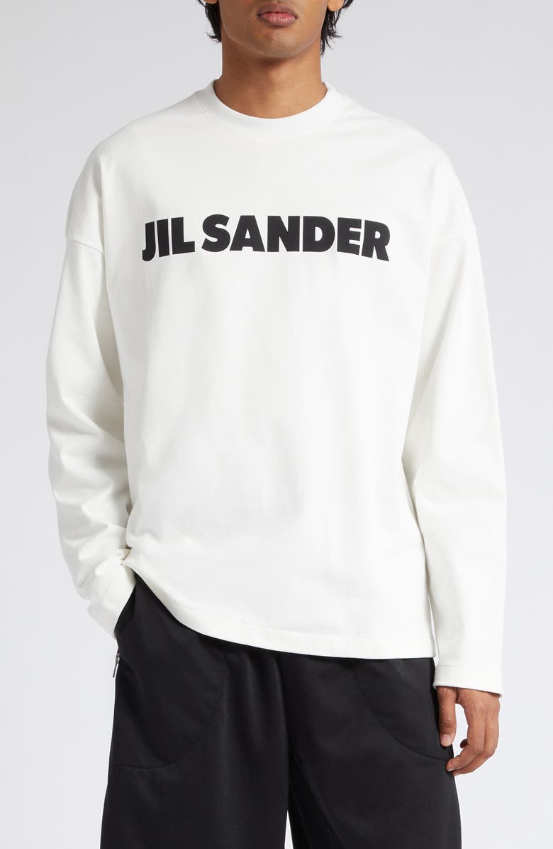 Jil Sander Logo Long Sleeve Graphic T-Shirt, Main, color, 