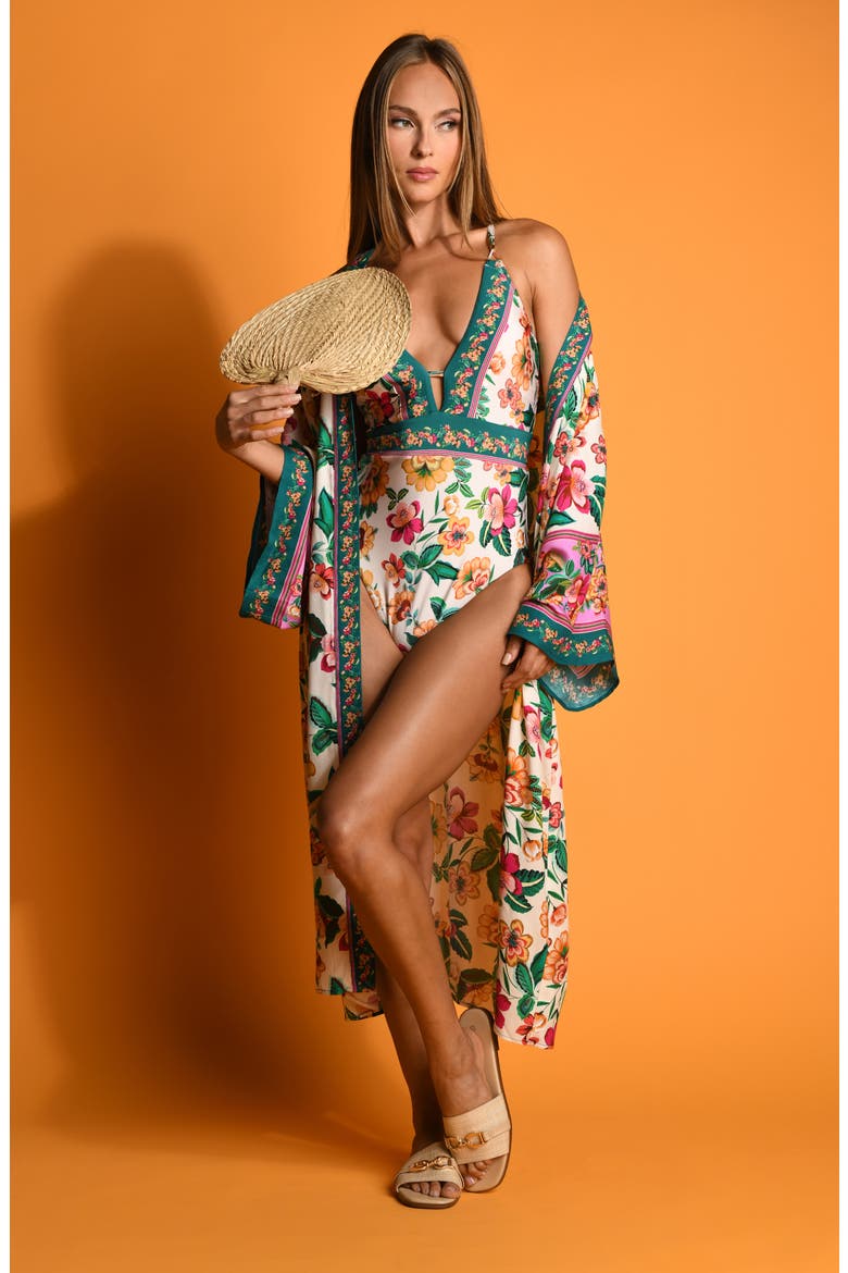 Zen Garden Satin Cover-Up, Alternate, color, BLUE/ GREEN MULTI