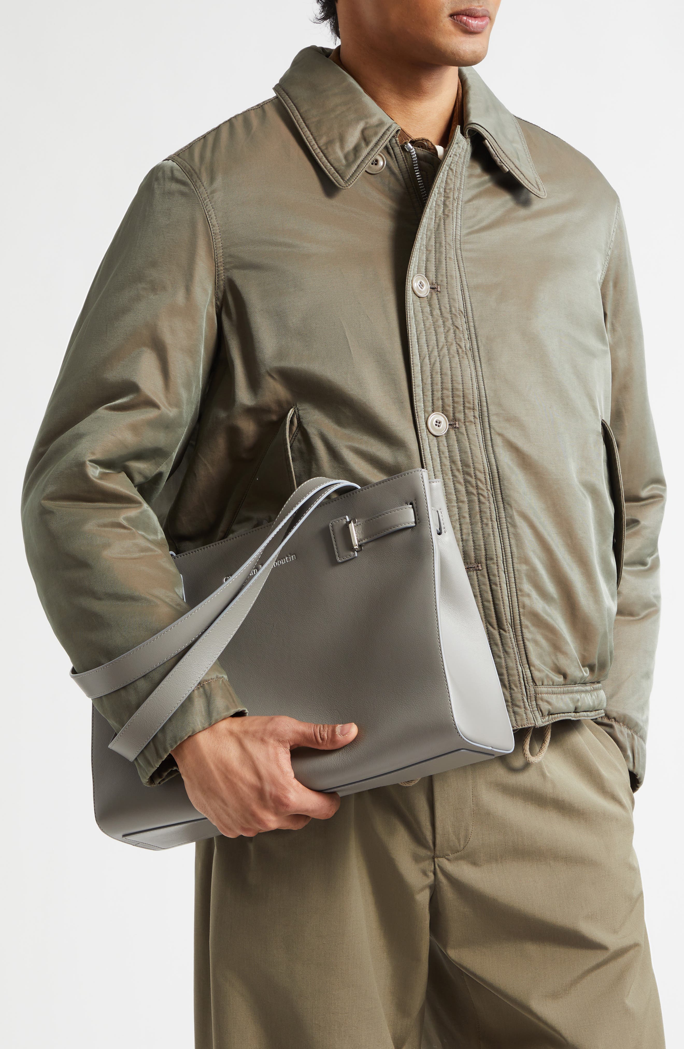 Small Tactical Leather East/West Tote, Alternate, color, I813 - PHANTOM GREY