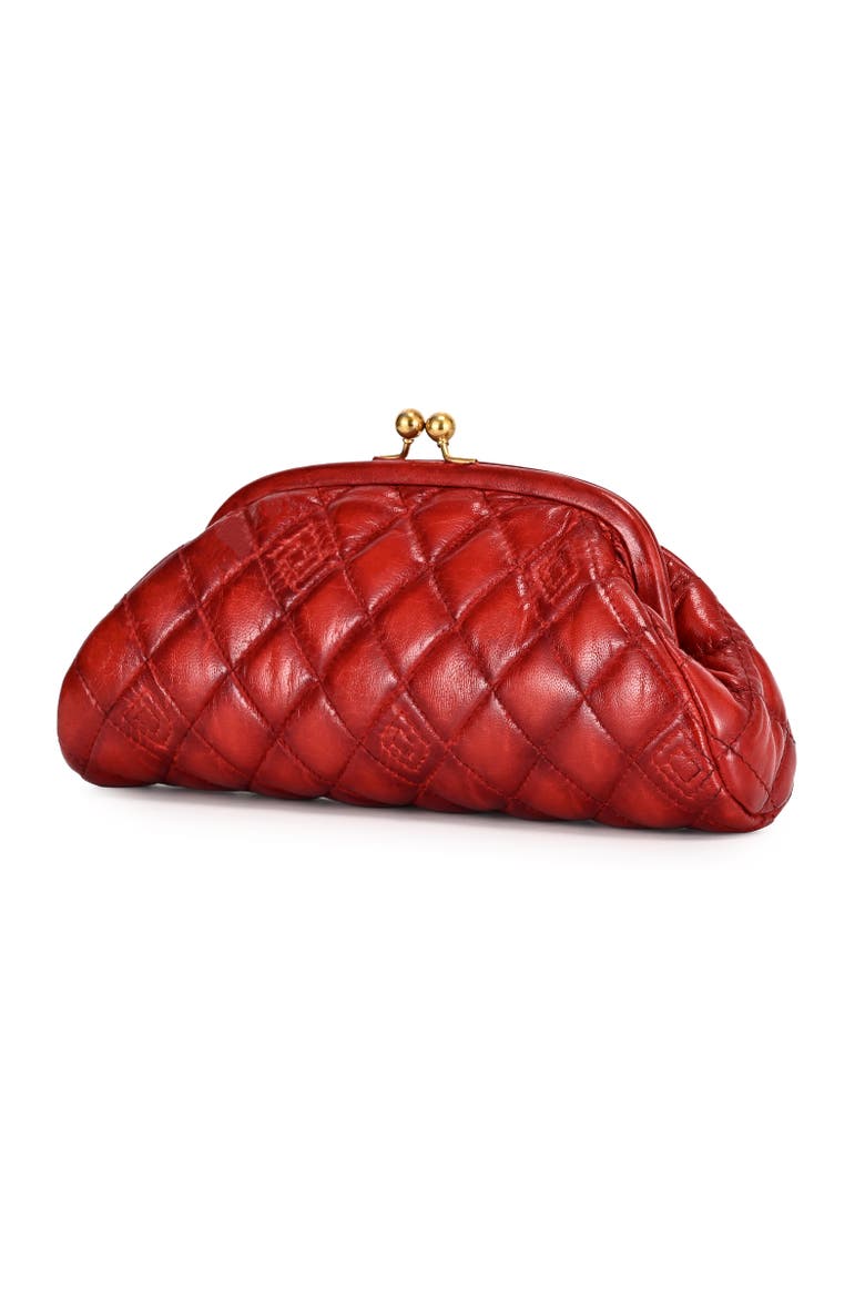 Petunia Quilted Leather Beauty Pouch, Alternate, color, Red