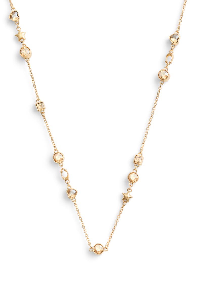 COACH Star, Heart & Mixed Crystal Station Necklace, Alternate, color,