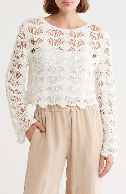 Boat Neck Open Stitch Sweater