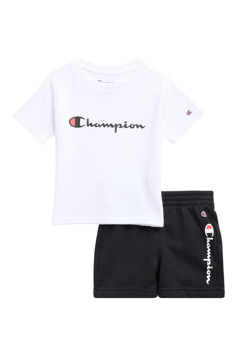 Logo T-Shirt & Shorts Set, Main, color, BLACK