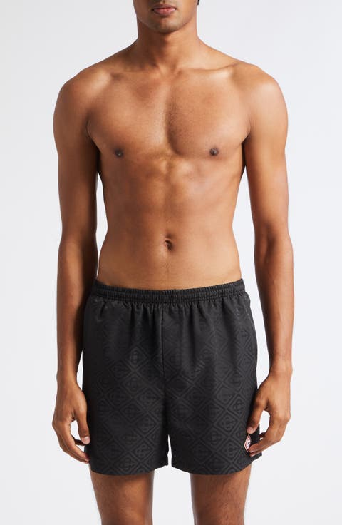 Diamond Logo Jacquard Swim Trunks