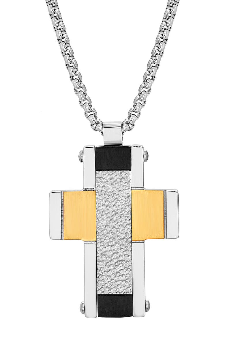 Steve Madden Cross Pendant Necklace, Main, color, 