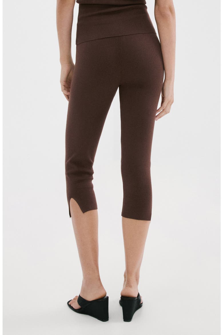 Slit Hem Crop Leggings, Alternate, color, CHOCOLATE