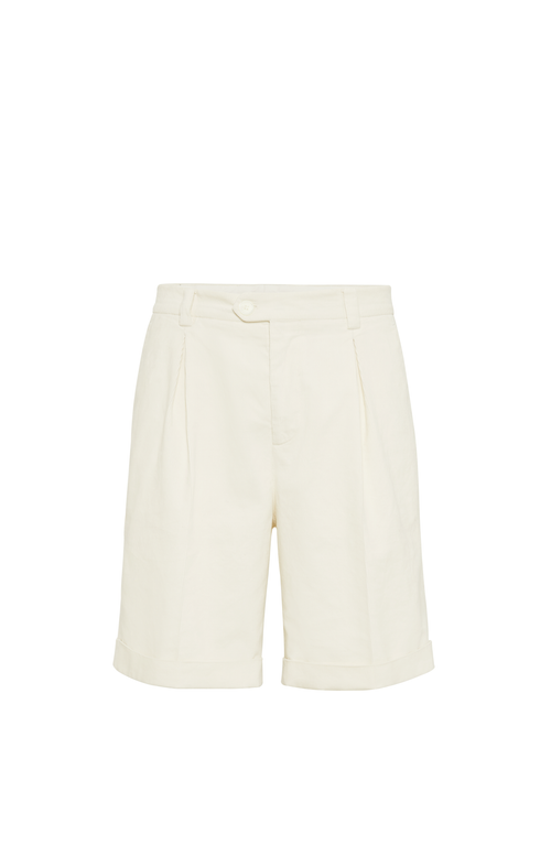 Brunello Cucinelli Cotton Corduroy Bermuda Shorts In Off-white