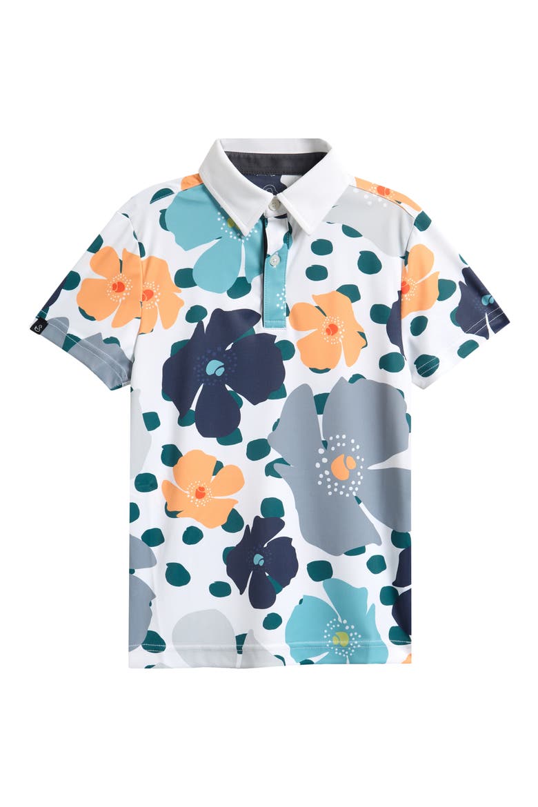 Kids' Mellblom Athletic Fit Polo, Main, color, WHITE/ MARINE