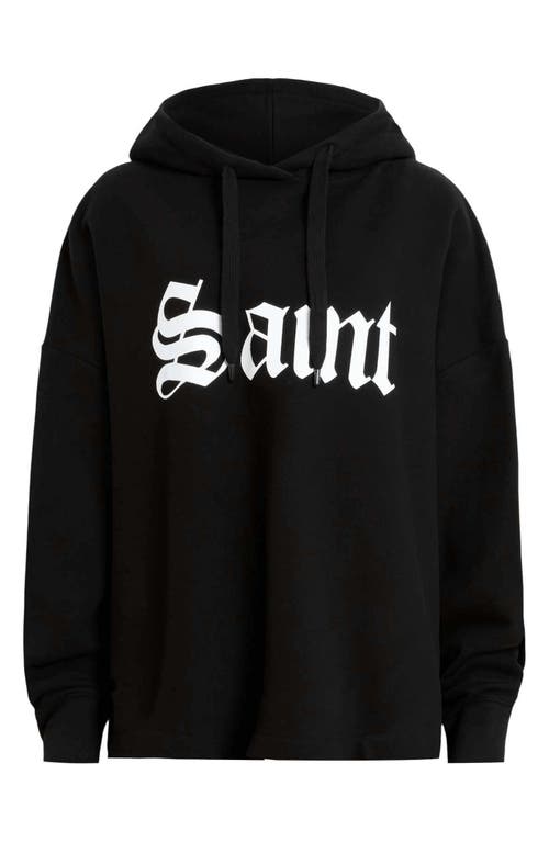 Allsaints Saint Etienne Oversize Organic Cotton Hoodie In Black