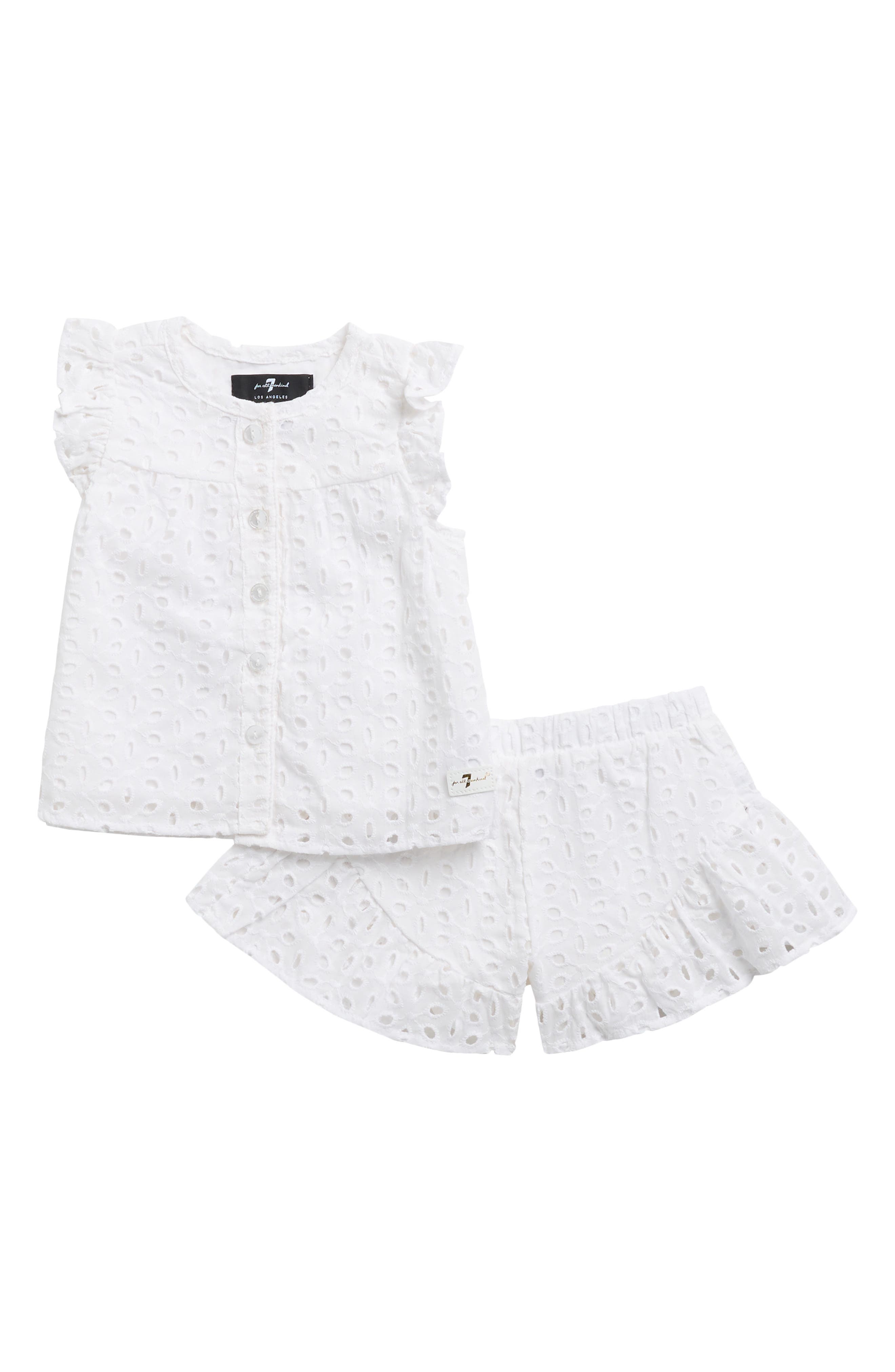 7 For All Mankind Eyelet Ruffle Top & Shorts Set
