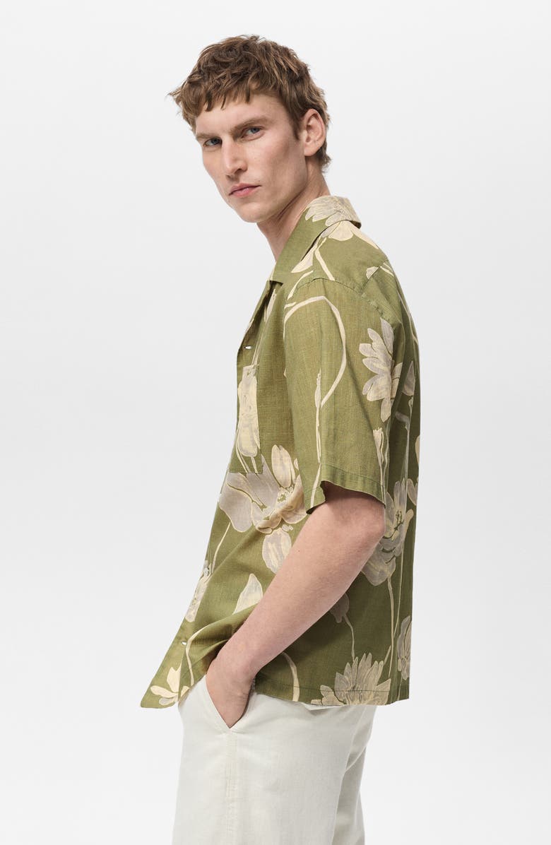 MANGO Floral Cotton Camp Shirt, Alternate, color, 