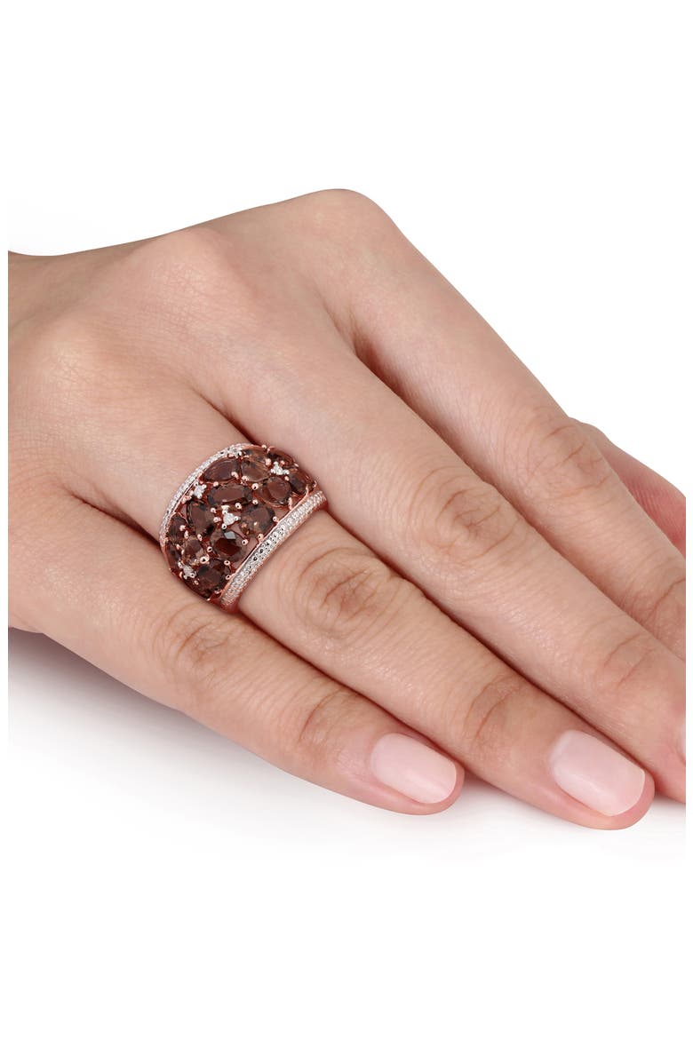 Rose Gold Plated Smoky Quartz Statement Ring, Alternate, color, BROWN