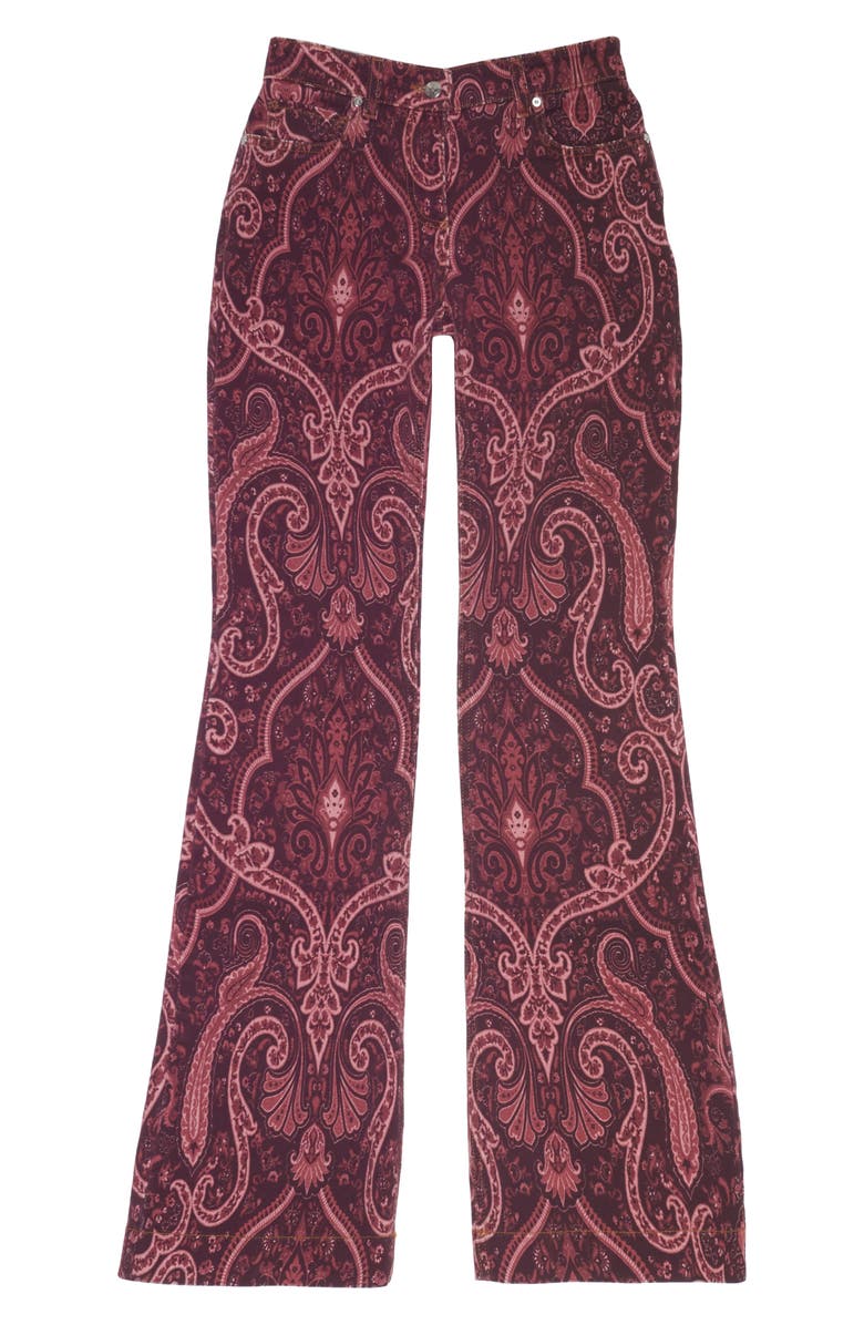 Etro Svasato Paisley Bootcut Jeans, Alternate, color, Burgundy
