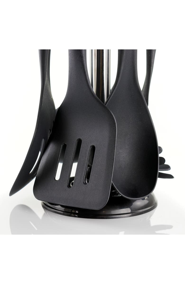Megachef Nylon Cooking Utensils with Wood Design, Set of 7, Alternate, color, Black
