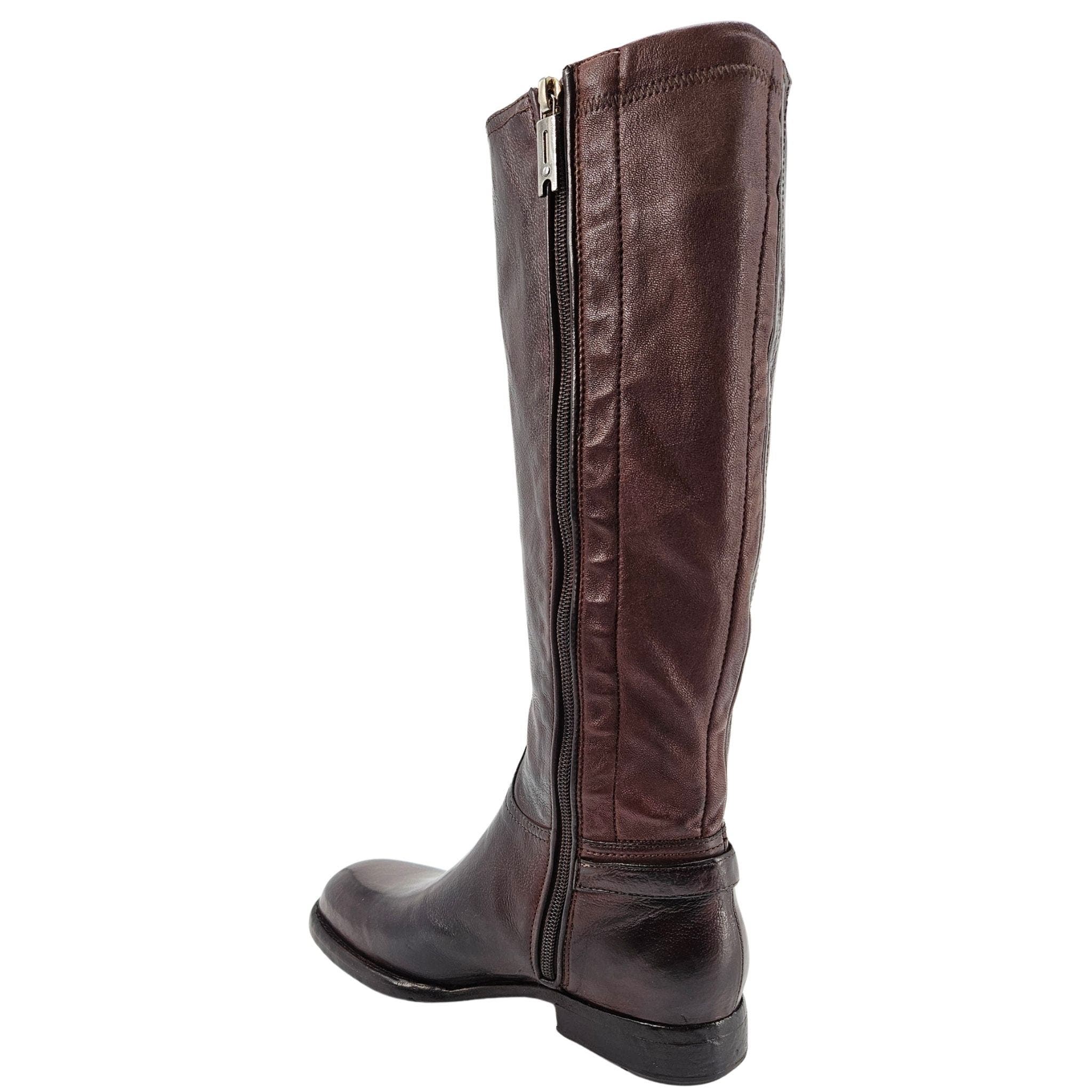 Leather Side Zip Knee High Boot, Alternate, color, Brown