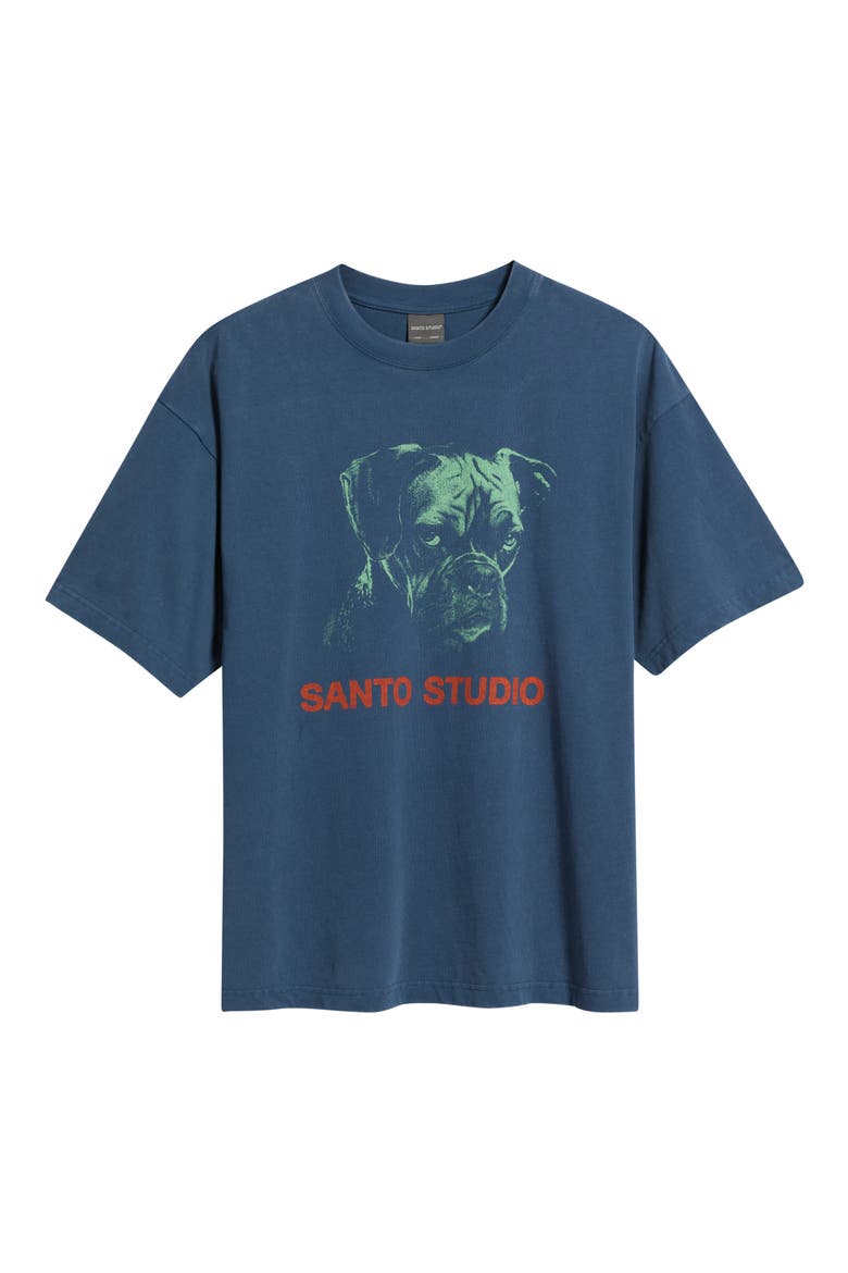 Cynical Stare Dog Graphic T-Shirt, Alternate, color, FADE BLUE