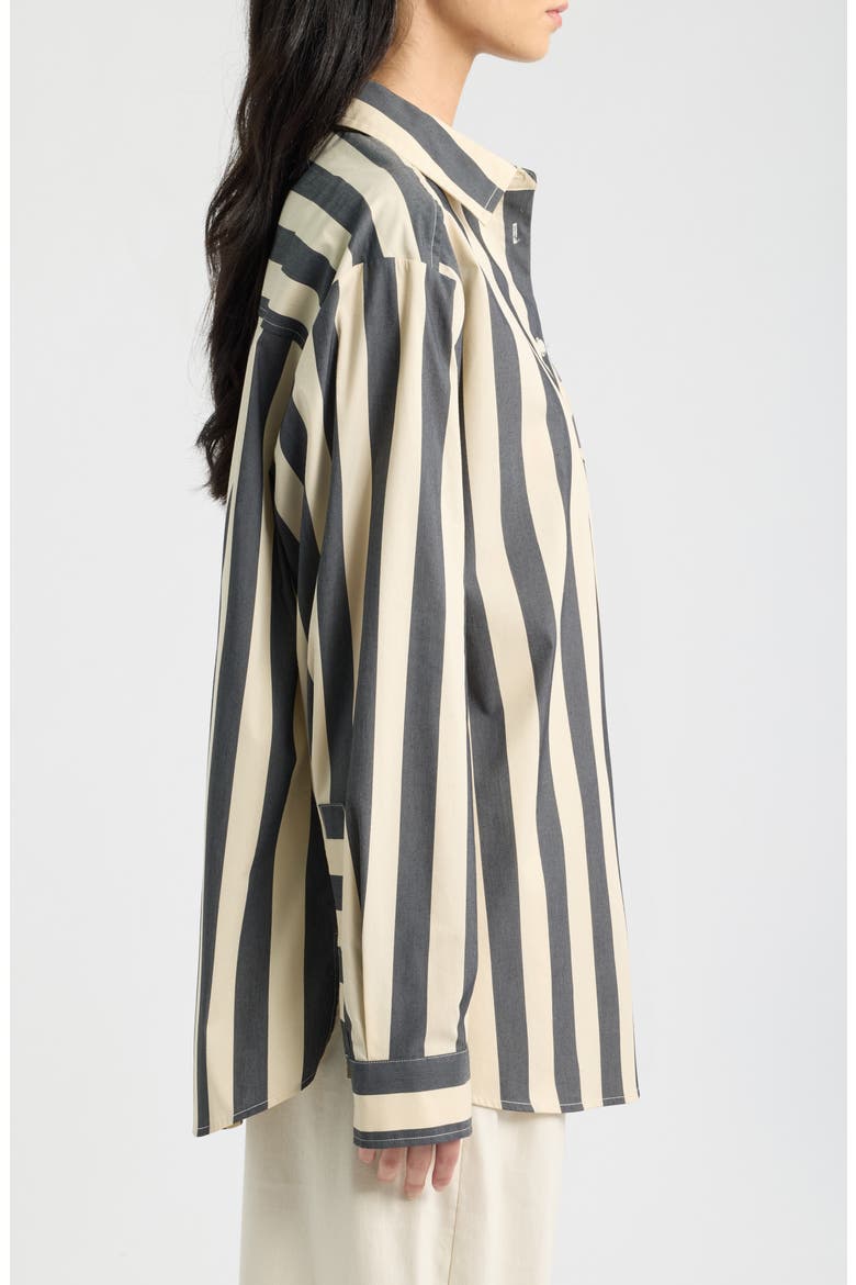 The Avril Striped Button Down Shirt, Alternate, color, NOIR KHAKI