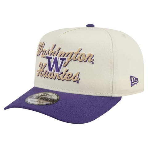 Men's New Era Cream/Purple Washington Huskies Vintage Chainstitch 9FIFTY A-Frame Snapback Hat