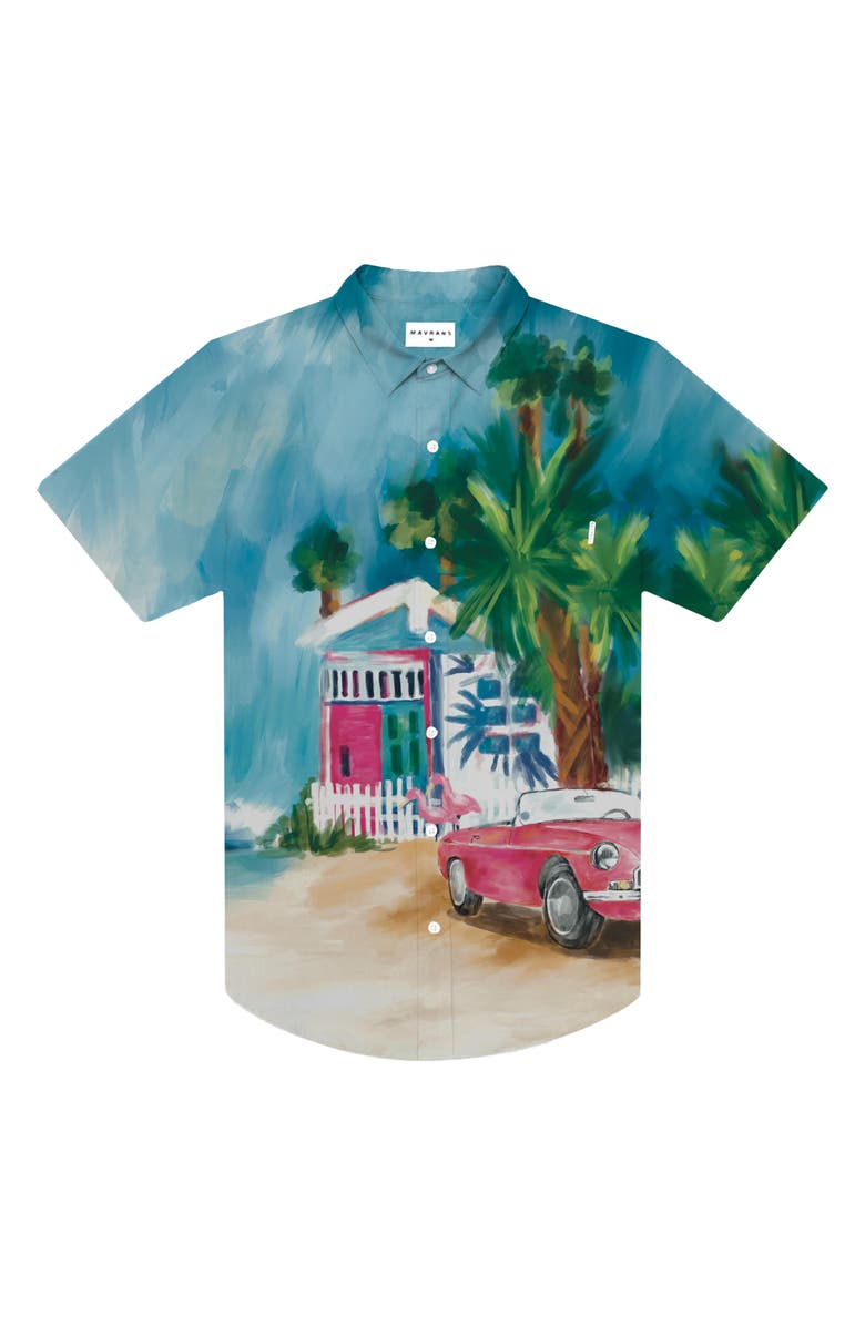 MAVRANS Beach House Weekend Short Sleeve Performance Button-Up Shirt, Main, color, 