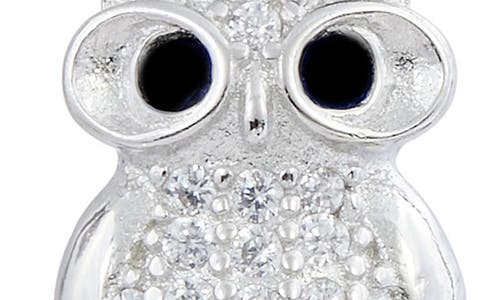 Savvy Cie Jewels Italian Sterling Silver 4mm X 6mm Owl Stud Earrings In Metallic