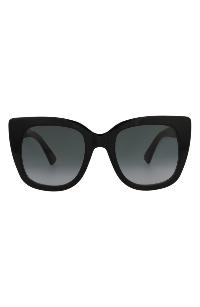 Gucci 51mm Cat Eye Sunglasses, Main, color, Black Black Grey