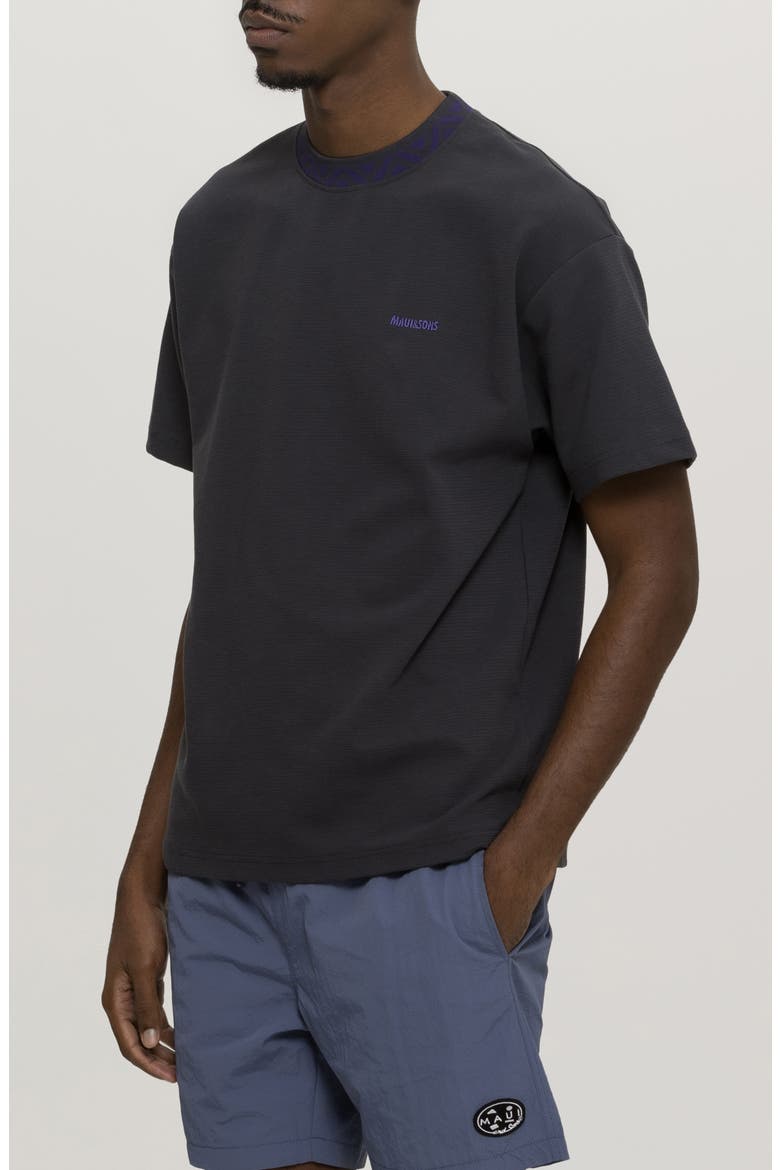Break Neck Oversize Textured Cotton T-Shirt, Alternate, color, IRON