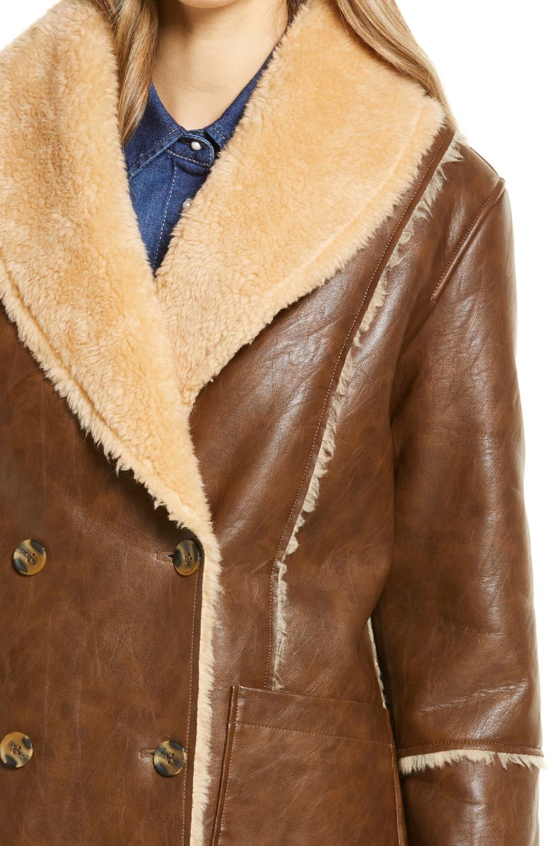 Avec Les Filles Faux Shearling Coat, Alternate, color, 
