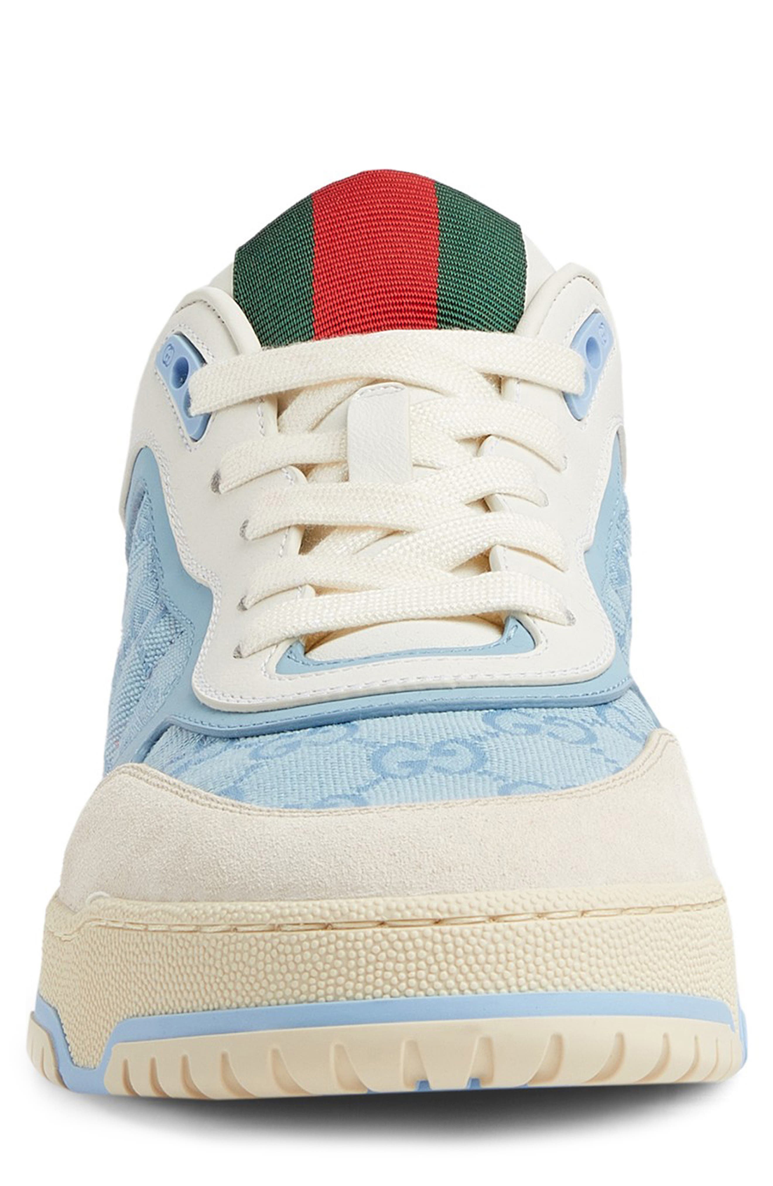 Gucci Re-Web Mixed Media Sneaker, Alternate, color, Light Blue